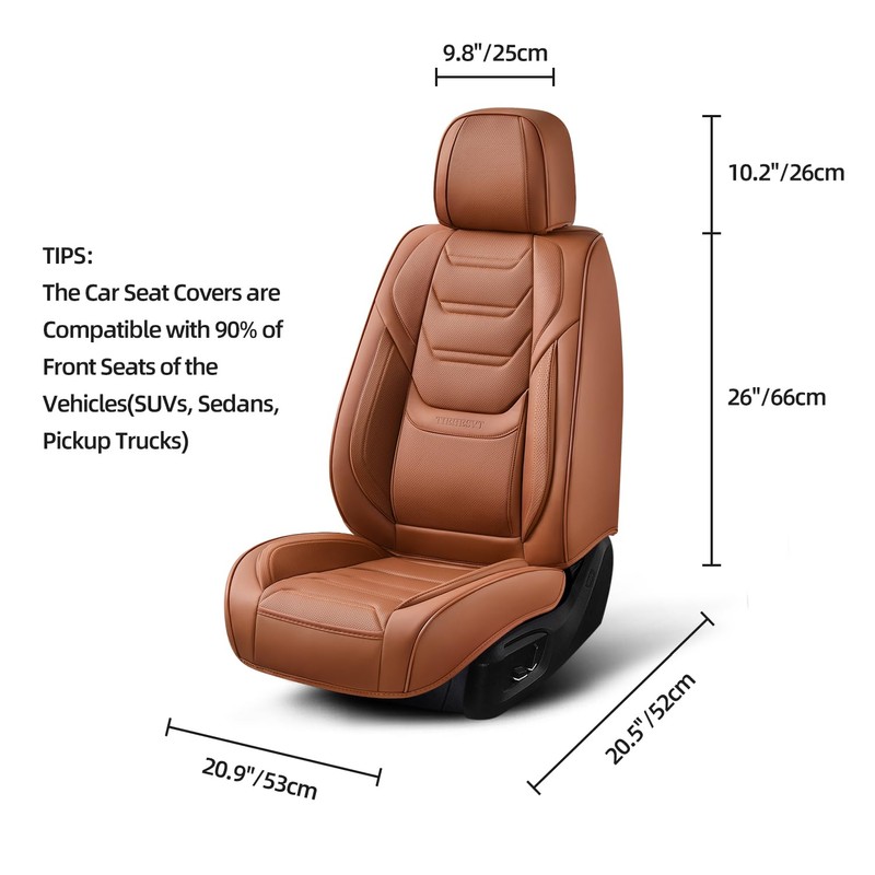 Car Seat Covers Full Set, Breathable Leather Automotive Front and