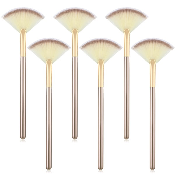 Maitys 6 Pcs Facial Brushes Fan Mask Brushes, Soft Mask Applicator Brush Tools Slim Makeup Brushes Cosmetic Tool for Peel Glycolic Mask Makeup and Mud Cream (Champagne,7.8 Inch)