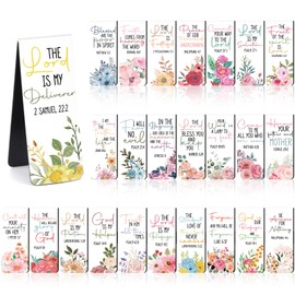 Berirexrion Bible Verse Magnetic Bookmarks - 30 PCs Christian Floral Book Marks for Reading Women Bulk Religious Inspirational Page Markers for Girls Kids Students School Scripture Church Faith Gifts