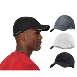 TrailHeads Performance Mens Running Hat - Lightweight, Quick Dry Workout Hats for Men - Athletic Sports Cap for Tennis, Gym - White/Black/Charcoal 3-Pack