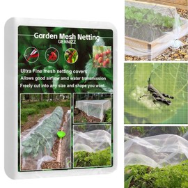 Garden Mesh Netting Pest Barrier 10 X 100FT, GENNIZZ Ultra Fine Mesh Garden Netting for Fruit Vegetable Flower Protection, Greenhouse Row Cover Mosquito Bug Bird Netting