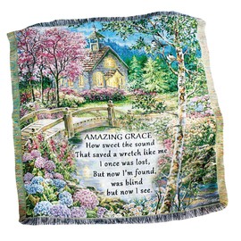 Collections Etc Beautiful Amazing Grace Chapel Scene Fringe Throw Throw