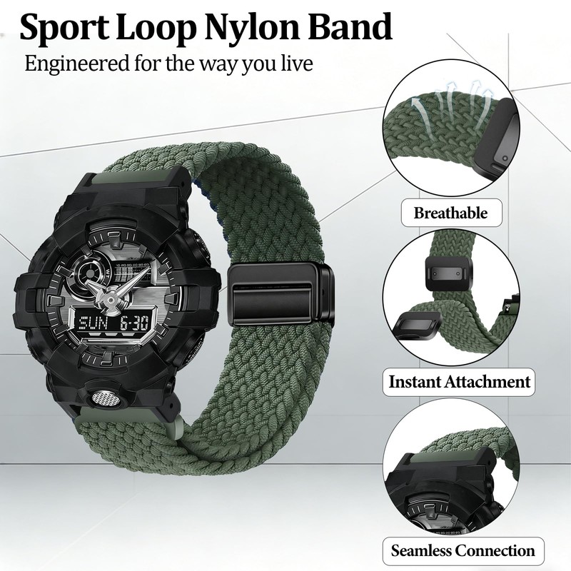 SUGARJAR Stretch Braided Nylon Bands for Casio GA2100 GA100 GA110