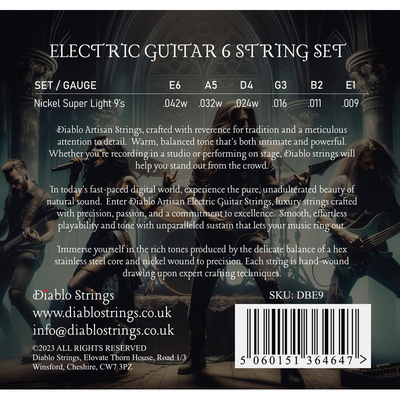 Diablo Electric Guitar Strings 9-42 Nickel Super Light Set -