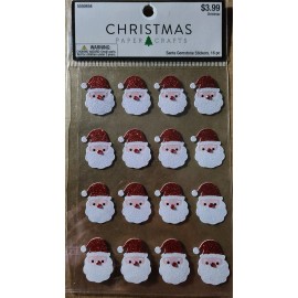 Christmas Paper Crafts Santa Glitter Gemstone Stickers - 16 PC- Christmas Paper Crafts -