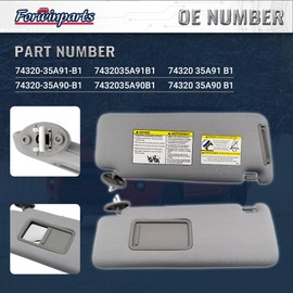 Forwinparts Driver Left Side Sun Visor Replacement for 2010-2023 Toyota 4Runner Limited 7432035A91B1 7432035A90B1 Gray