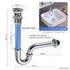 MENATT Bathroom Basin Sink Stopper U Shape Bottle Trap，Adjustable Height