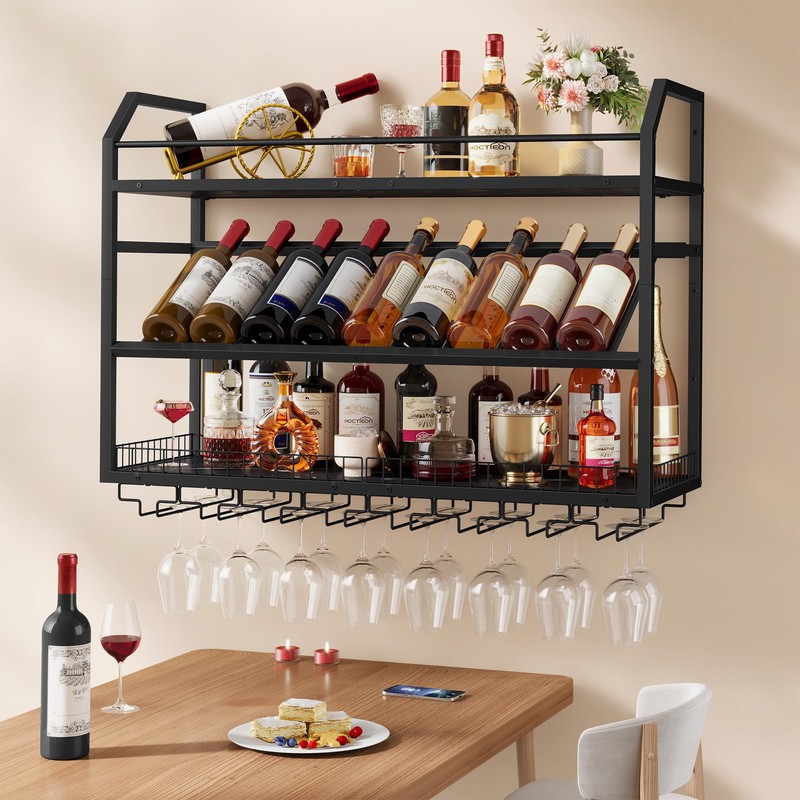 Hoctieon Wall Mounted Wine Rack, 31.5" Wall Wine Rack for