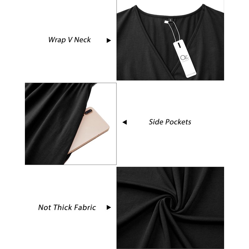 OUGES OUGES Women's Fall Long Sleeve V Neck Floral Short