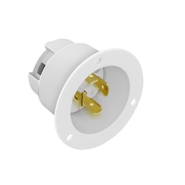 ENERLITES NEMA L14-20 Flanged Inlet Generator Plug, Locking Receptacle Socket, 20 Amp, 125/250 Volt, 3 Pole, 4 Wire Grounding, Industrial Grade, 66423-W, White