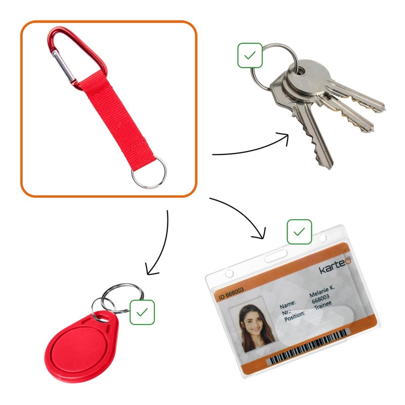 Karteo Lanyard Red with Carabiner Hook [Pack of 1] Short