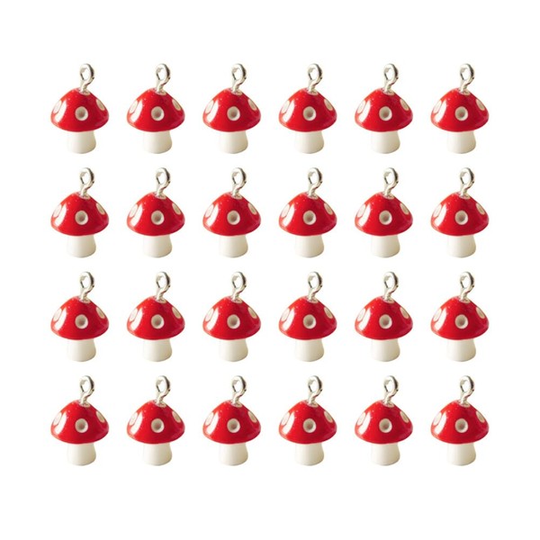 PurYupearl 30 PCS Mini Resin Mushroom Charms Pendant Jewelry Findings