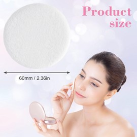 HINZIC 25 Pack 60mm Round Powder Puffs for Foundation Makeup Applicators, Soft Cotton Skin-Friendly Face Powder Sponge Velour Velet Puffs Pads for Cream Cosmetics- White