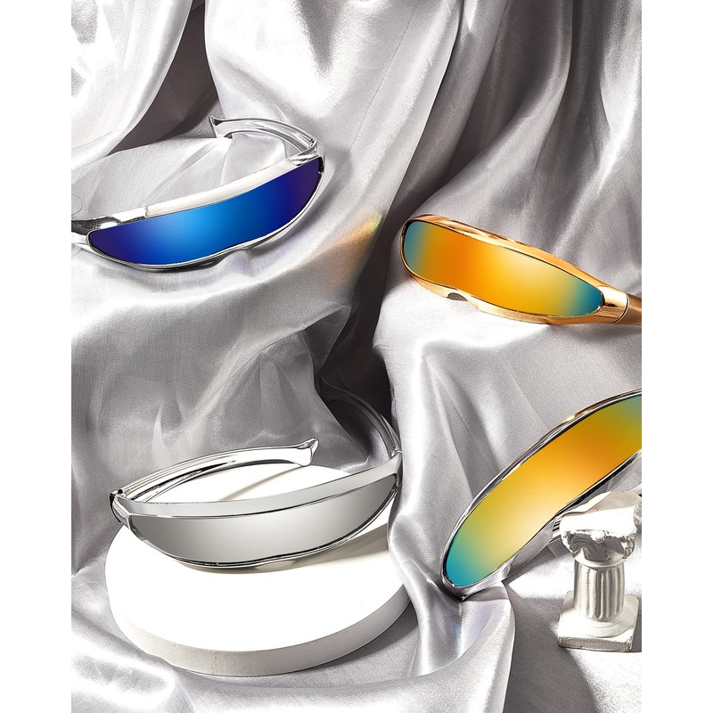 4 Pairs Futuristic Narrow Cyclops Sunglasses Robot Space Costume Color