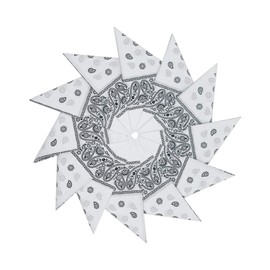 Junvena Cotton Bandanas 12 packs 22"X 22" Double Sides Printed Unisex Kerchief (White)