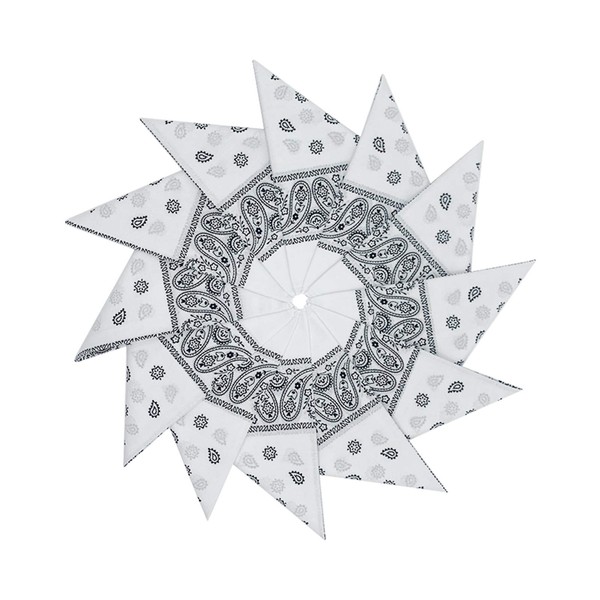 Junvena Cotton Bandanas 12 packs 22"X 22" Double Sides Printed