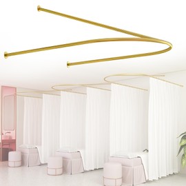 zyiesrsq Curtain for Beauty Salon, Beauty Salon Privacy Partition Curtain, Wall Hanging Room Dividers Without Curtain, U-Shaped Room Rod with Ceiling Support,for Bedroom Hotel (Gold Rod)