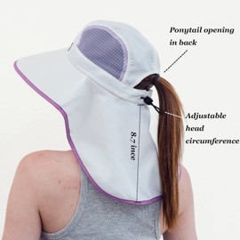 Womens Sun Hat UV Protection Fishing Hat Foldable Waterproof Fishing Hat Women Wide Brim Gardening Hat with Neck Flap Off-White