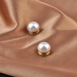 HugeDE 3 Pcs 14mm Faux Pearl Magnetic Brooch Pins Scarf Pins Small Hijab Magnetic Pins Decorative Brooch Button Pins Pearl Clothing Magnets
