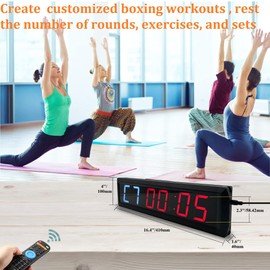 BTBSIGN Workout Timer Wall Interval Clock Count Down/Up Stopwatch with Remote (2.3inch Blue and Red)