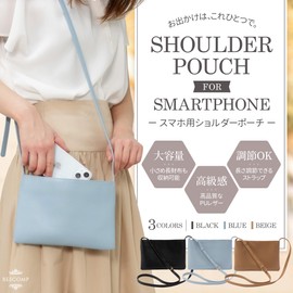 BESCOMP Women's Smartphone Pouch, Smartphone Shoulder, Smartphone Pochette, Lightweight, Thin, Cross-body, blue