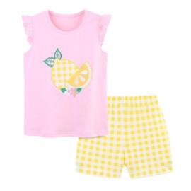 Zlwse Toddler Girls Summer Outfit Cotton Flutter Sleeve Tank Top and Shorts Cute Clothing Set Size 2T 3 7Y