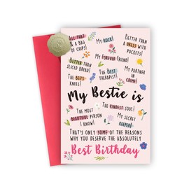 Best Friend Birthday Gifts for Women Friendship, Happy Sister Birthday Gifts Cards, Funny Birthday Card for Women, Bestie & Friendship Bday Card
