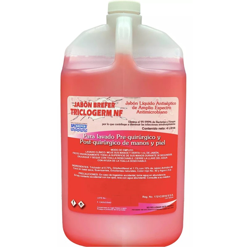 BREFER Jabón Quirúrgico Con Triclosan Para Uso Hospitala Caja 4