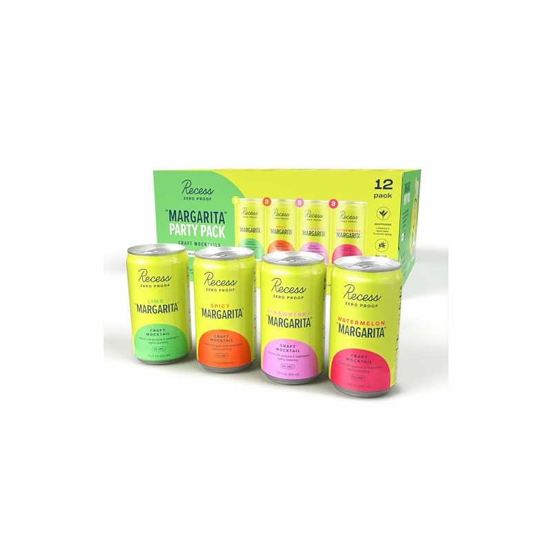 Recess Zero Proof “Margarita” Party Pack Mini Cans, Alcohol Free