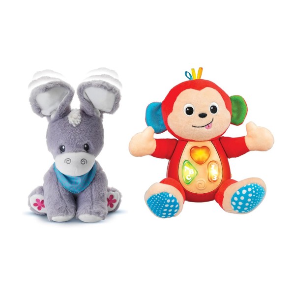 KiddoLab Musical Duo: Peek-A-Boo Donkey & Monkey Plush Toy Set