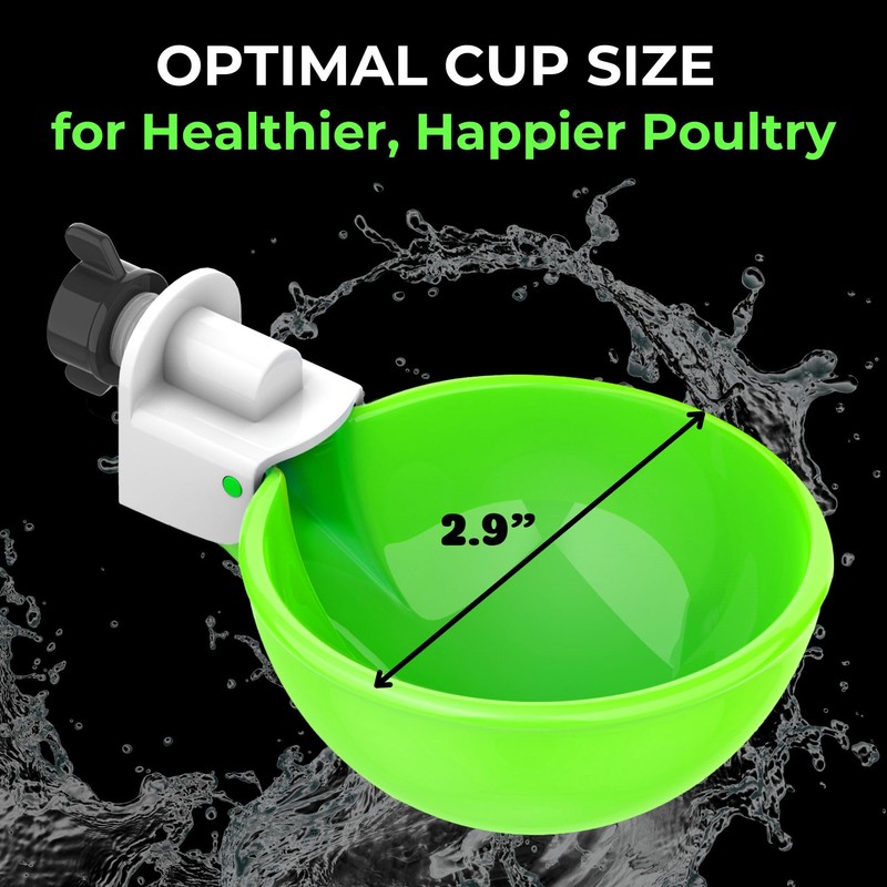 Lil'Clucker - Green Large Automatic Chicken Waterer Cups Suitable for