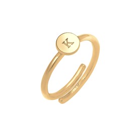Elli Women's Ring Letter K Plate Adjustable Basic in 925 Sterling Silver, Sterling Silver, None