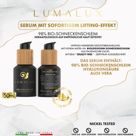 Lumalux Snail Slime Skin Care Combo Pack (50 ml Serum + 50 ml Cream) 98% Snail Slime Serum & 75% Cheque Slime Cream - Anti Ageing and Moisturising Face Cream - Skincare Set