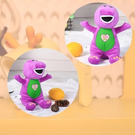 Barney Toys Singing Friend Barney Stuffed Animals Dinosaur Barney Singing I Love You Children's Plush Puppet Toy （10in）