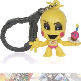 Chica w/Carl Cupcake: 5cm FNAF Mini-Figural Hanger Bundle with 1 F N A F Theme Compatible Trading Card (09857)