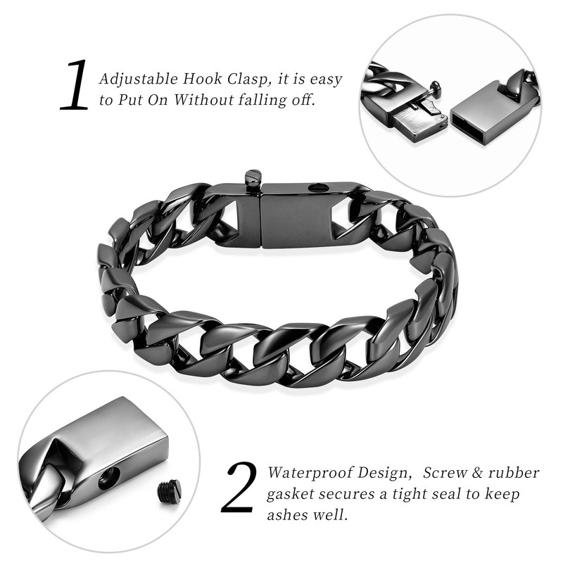 shajwo Cremation Urn Bracelet for Human Ashes for Men,Cuban Link