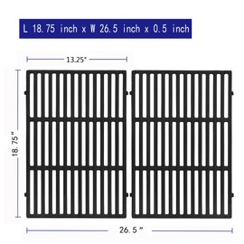 Leship 18.75" Grates Replace for Weber Genesis II 300 & II LX 300 Series Grills, Genesis II E/S 310 315 325 330 335, Cast Iron Grill Grates Replacement Parts for Weber 66095 66805 (18.75" x 13.25")