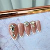 Silk Peach Handmade Nail Tips - Long Oval / 실크