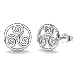 Lydreewam Celtic Knot Earrings for Women 925 Sterling Silver Celtic Triskele Stud Earrings for Mother's Day Birthday Diameter 12 mm, Sterling Silver, No Gemstone