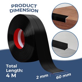 Storystore Wall Corner Protector Moulding Trim 2.4 in x 13 Ft,Peel and Stick Corner Moulding Trim, Self Adhesive Corner Guards Edge Protector for Wall Edge Corner, Countertop,Black