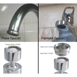 Wide Angle Faucet Aerator,kitchen bathroom faucet nozzle aerator,faucet extender, 360 degree swivel dual flow sprayer for sink tap head, rotatable water splash filter (80° Angle)