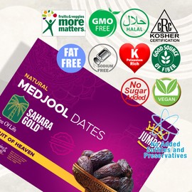 Sahara Gold Medjool Dates – 4.4 Lb. (2 kg) | Organic Fruit, Vegan & Gluten-Free | Healthy High-Fiber Snack for Adults & Kids | Perfect Fall & Travel Snack