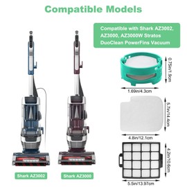 Alrens AZ3002 Replacement Filters and Odor Kit for Shark AZ3002 AZ3000 AZ3000W Stratos Duo Clean PowerFins Upright Vacuumm, 2 Filter + 4 Foam & Felt Kit + 4 Odor Neutralizer Cartridges
