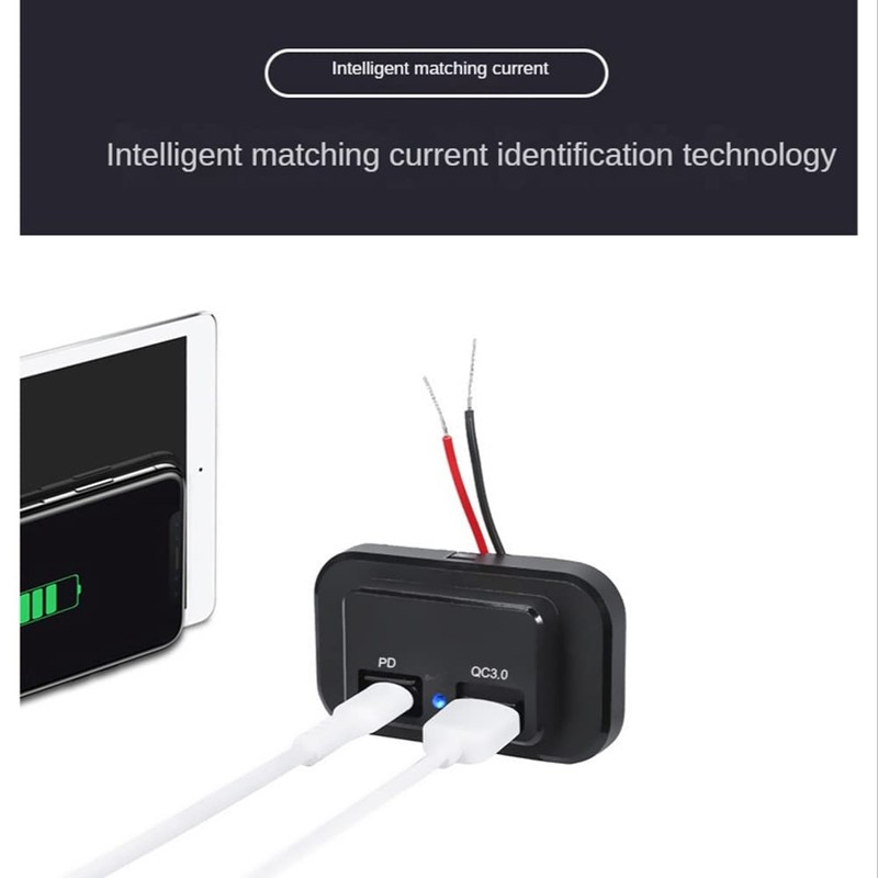 Tuperoymse USB+PD 12V/24V USB Charging Splitter Outlet for Motorcycle -Truck