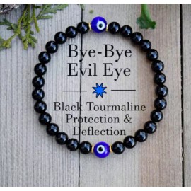 Unbranded Empath Protection Black Tourmaline Bracelet Evil Eye Healing Crytstal Bracelet