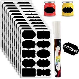 10 Piece Various Shaped Chalkboard Labels with Reusable Label Stickers for Decoration and Organizing Jars, Kitchen Pantry, Bottles