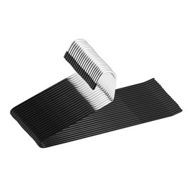 Jeronic 20 Pack Slack Pant Hangers Trousers Jean Hangers, Open Ended Pants Easy Slide Organizers, Chrome and Black Friction