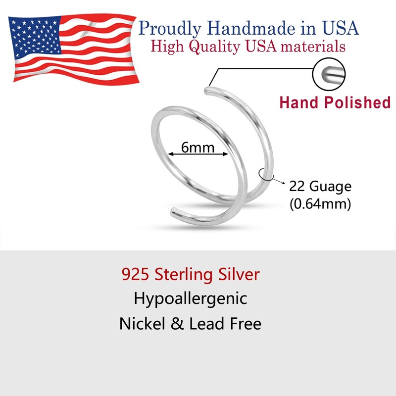 LUCKYJEWUS Double Nose Ring Hoop for Single Piercing, 14k Gold