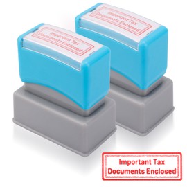 2pcs Important Tax Documents Enclosed Stamp, Self Inking Office Stamp Red Pre-Inked Scanned Stamper for Business Work Message Supplies