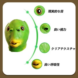 vrunyuoi Funny Green Fish Head, Halloween Fun, Cosplay Half-Fisherman Mask, Animal Mask, Headpiece, Mask, Disguise, Fish Mask, Cosplay Costume (Dog Head)